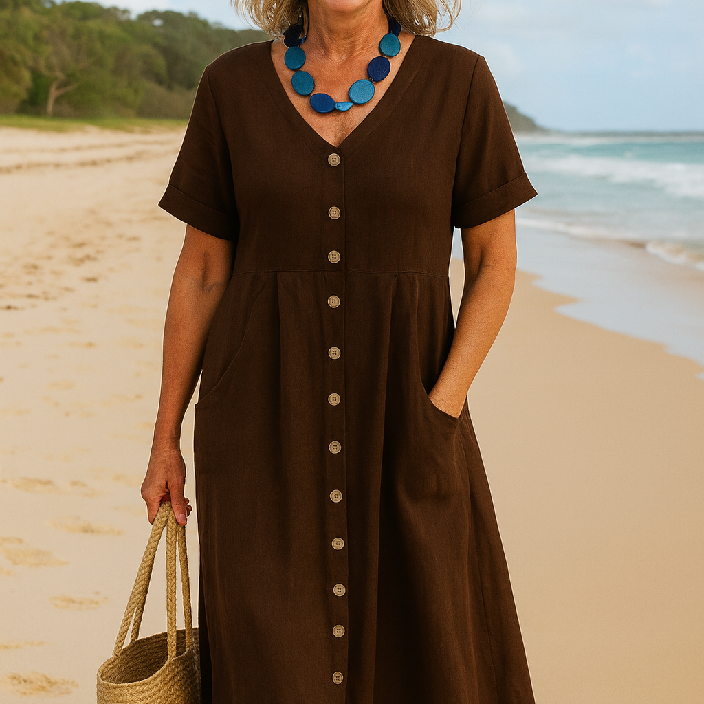 Bettina - Cotton–Linen Midi Dress