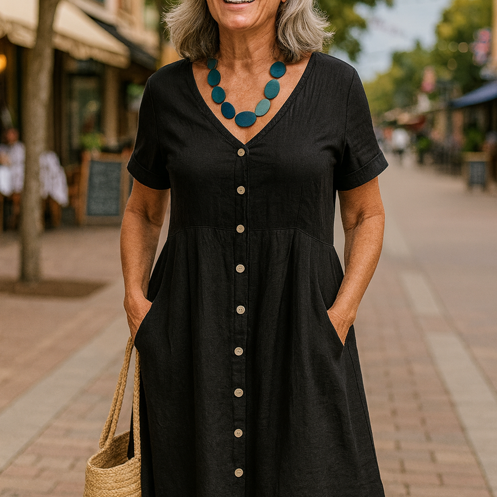 Bettina - Cotton–Linen Midi Dress