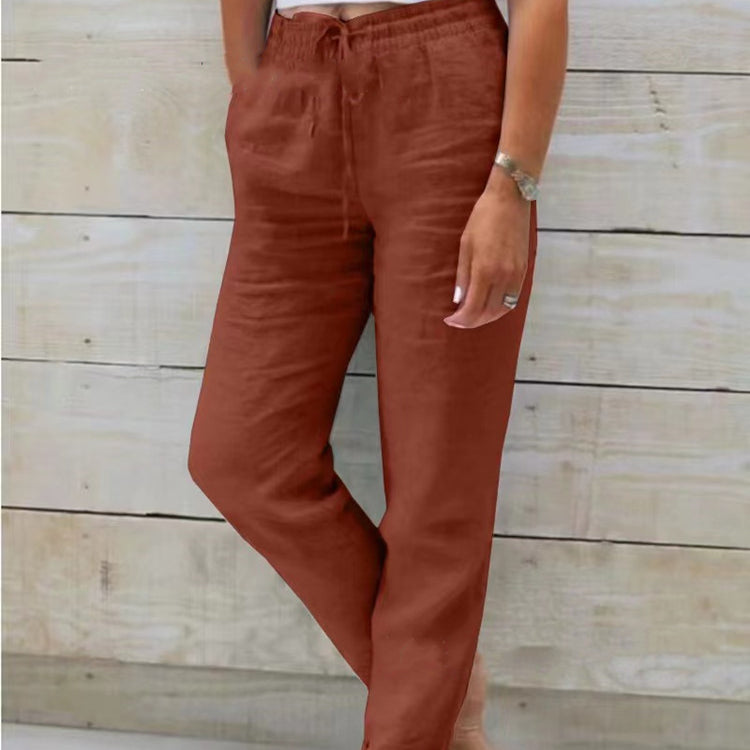 Elisse - Cotton Linen Casual Trousers