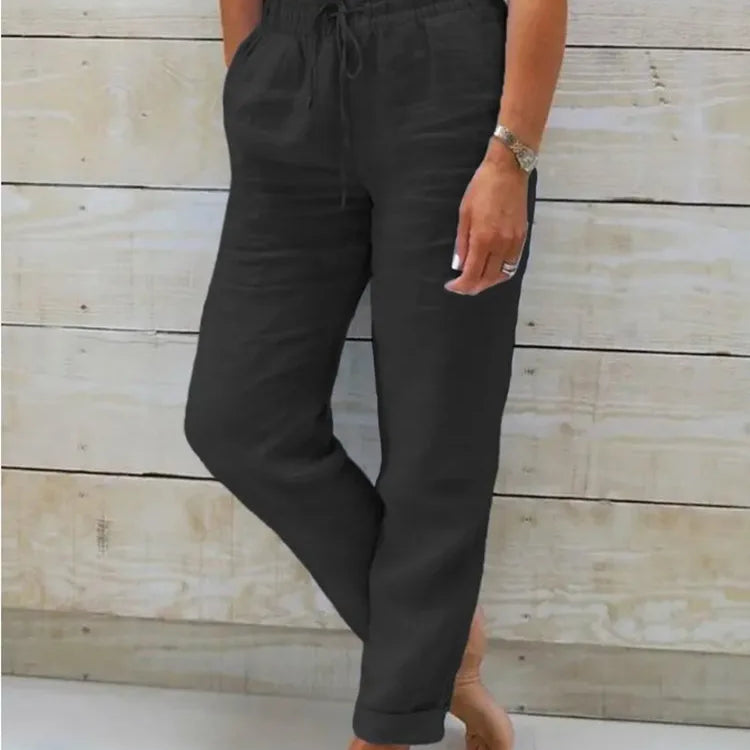 Elisse - Cotton Linen Casual Trousers