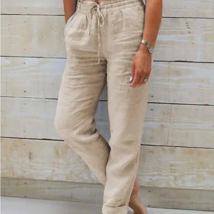 Elisse - Cotton Linen Casual Trousers