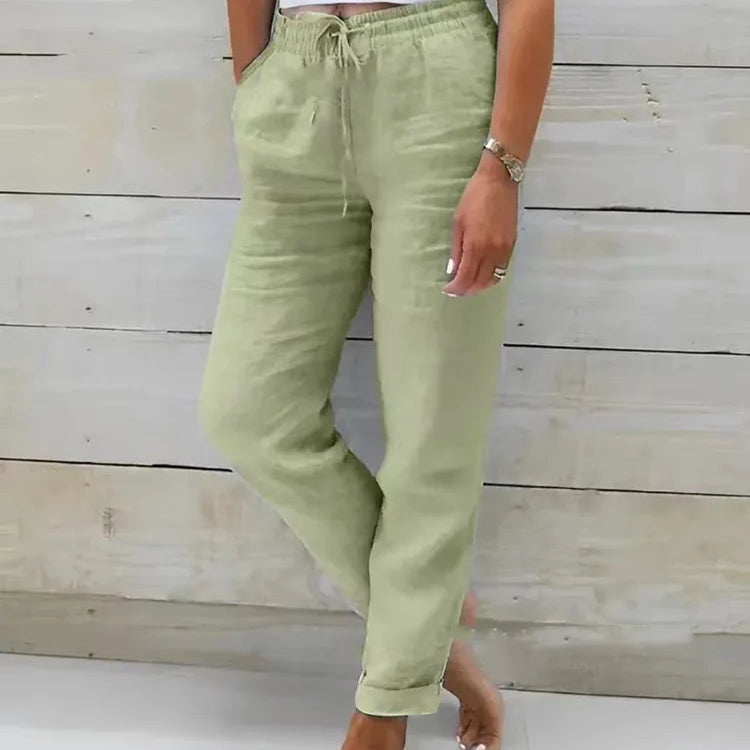 Elisse - Cotton Linen Casual Trousers