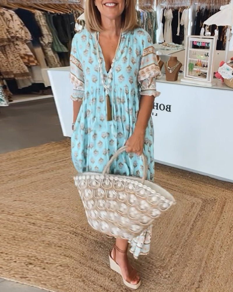 Melody - Chic Floral V-Neck Dress