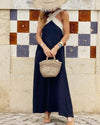 Chiessa | Elegant Open-Back Dress with Stylish Crossover Neckline
