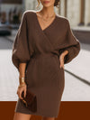Dana - Chocolate Brown Knit Wrap Dress