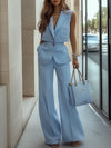 Aurora - Light Blue Double Patch Pocket Sleeveless Suit
