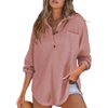 Kathryn – Casual Lightweight Button V Neck Tunic Blouse