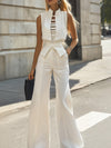 Vivian - White Vest Set Boasting Chest Cut Out