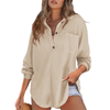 Kathryn – Casual Lightweight Button V Neck Tunic Blouse
