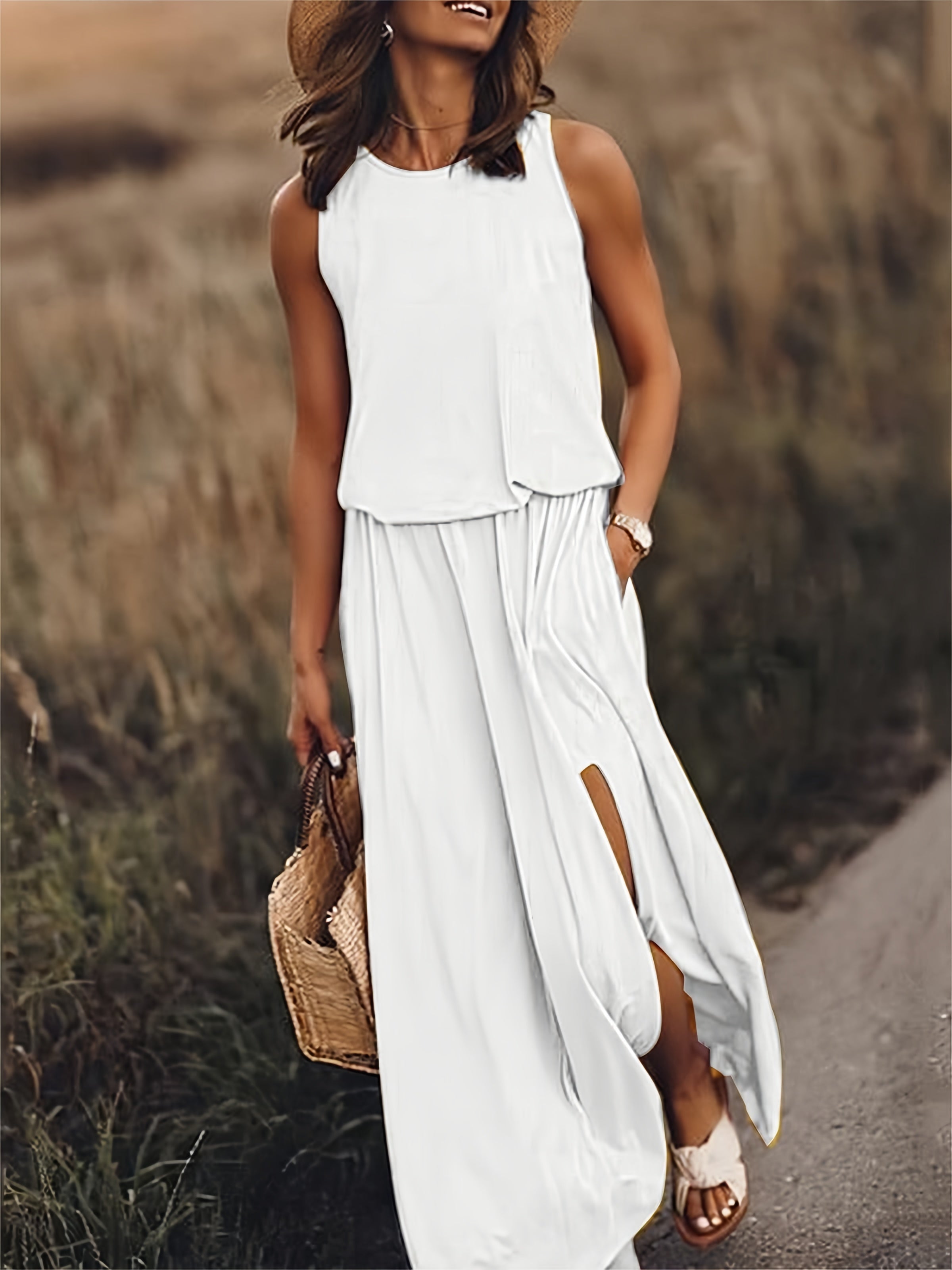 Myrle - Elegant Side Split Sleeveless Dress