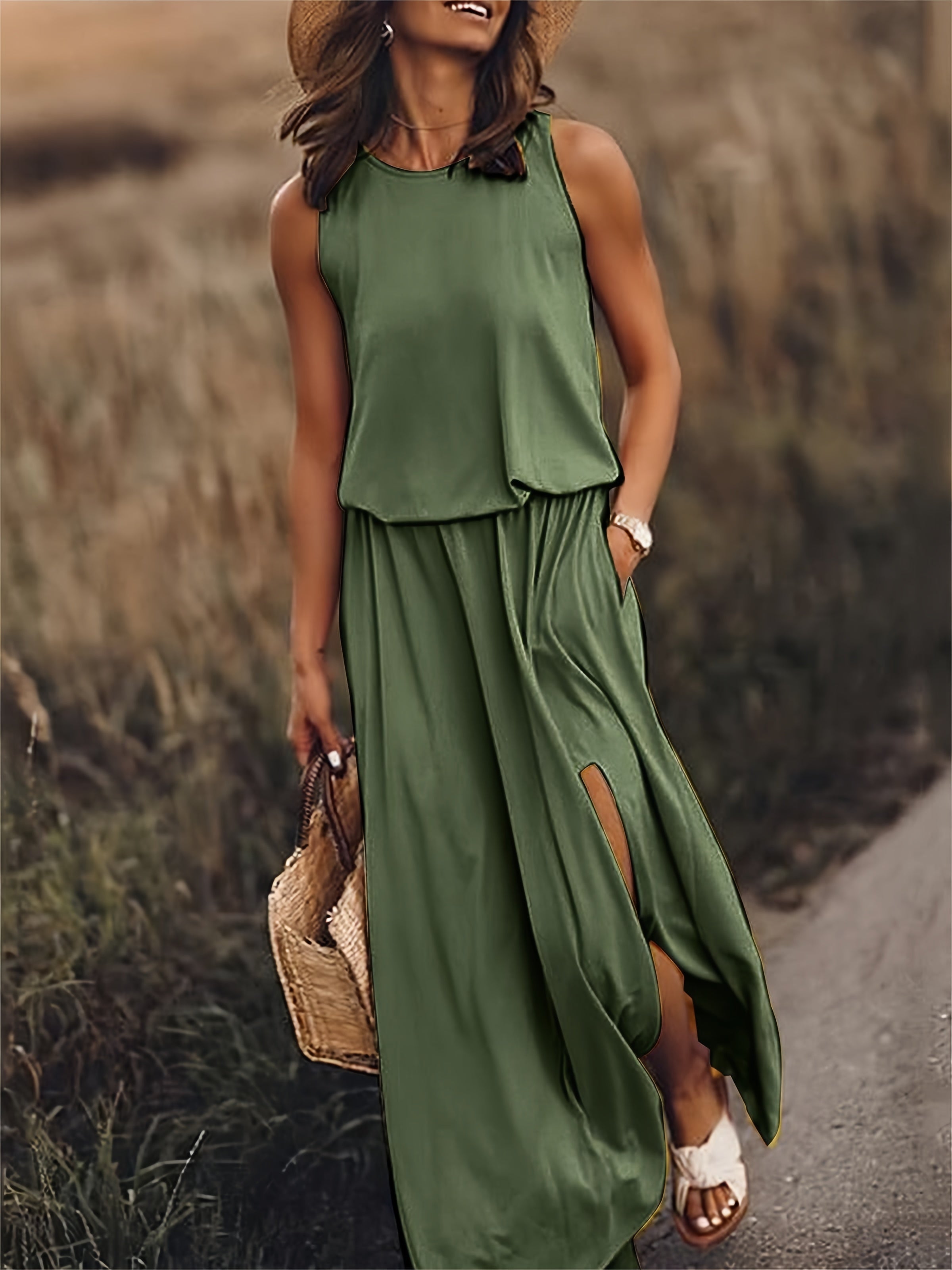 Myrle - Elegant Side Split Sleeveless Dress