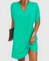 Veeda - Elegant V-Neck Dolman Sleeve Midi Dress