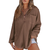 Kathryn – Casual Lightweight Button V Neck Tunic Blouse
