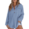 Kathryn – Casual Lightweight Button V Neck Tunic Blouse