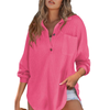 Kathryn – Casual Lightweight Button V Neck Tunic Blouse