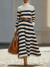Kensie - Navy Striped Waist Knitted Maxi Dress