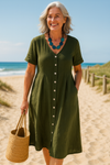 Bettina - Cotton–Linen Midi Dress