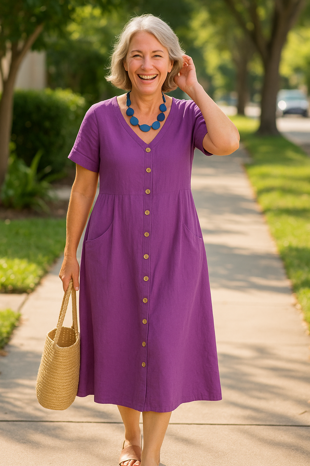 Bettina - Cotton–Linen Midi Dress