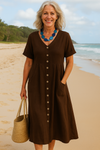 Bettina - Cotton–Linen Midi Dress
