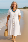 Bettina - Cotton–Linen Midi Dress