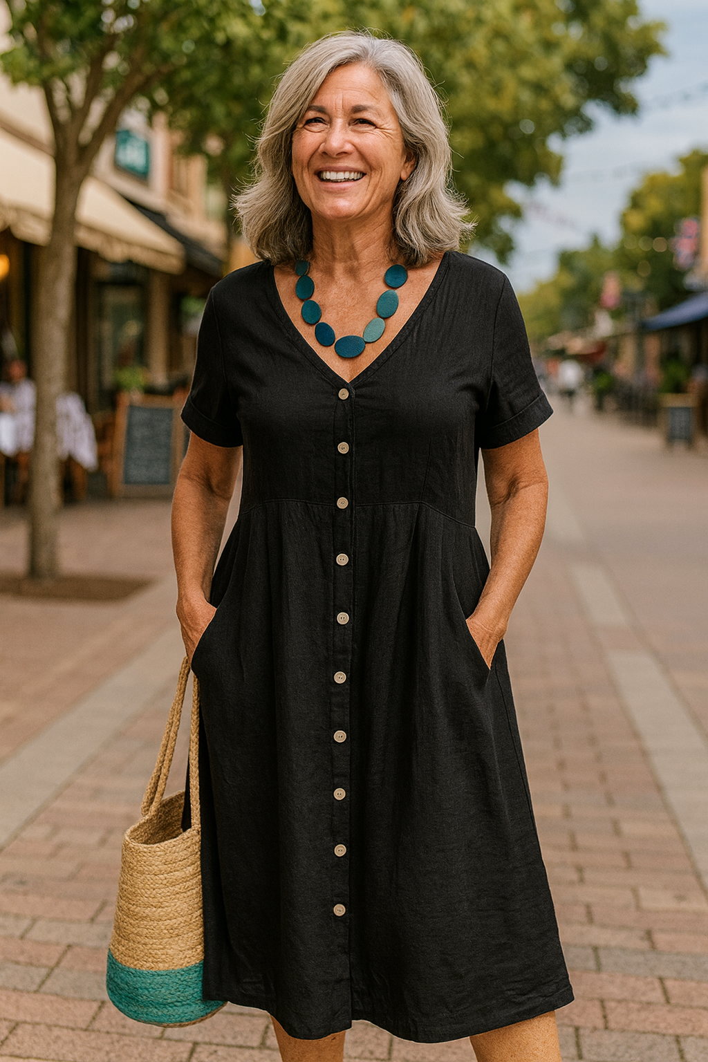 Bettina - Cotton–Linen Midi Dress