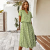 Shelly - Vintage Floral Print Dress Women Boho Short Sleeve Long Dress