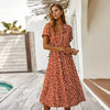 Shelly - Vintage Floral Print Dress Women Boho Short Sleeve Long Dress