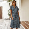 Shelly - Vintage Floral Print Dress Women Boho Short Sleeve Long Dress
