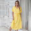 Shelly - Vintage Floral Print Dress Women Boho Short Sleeve Long Dress