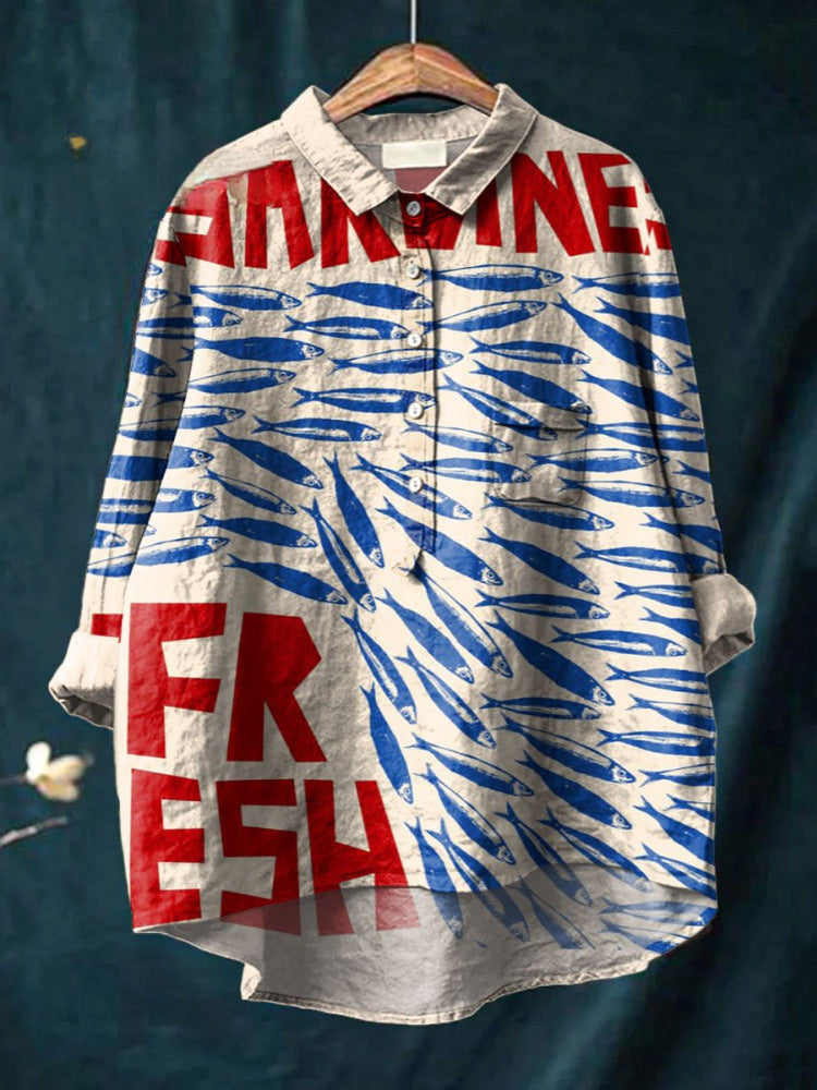 Emma - Fresh Sardines Print Shirt