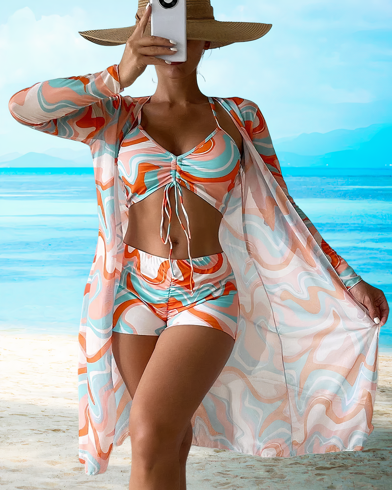 Bali - High-Waist Bikini Set with Cover-Up
