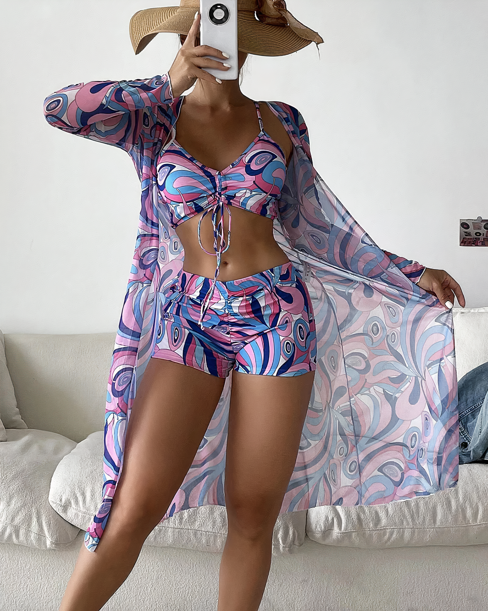 Bali - High-Waist Bikini Set with Cover-Up