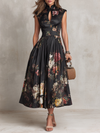Sophia – Black Pleated Midi Dress