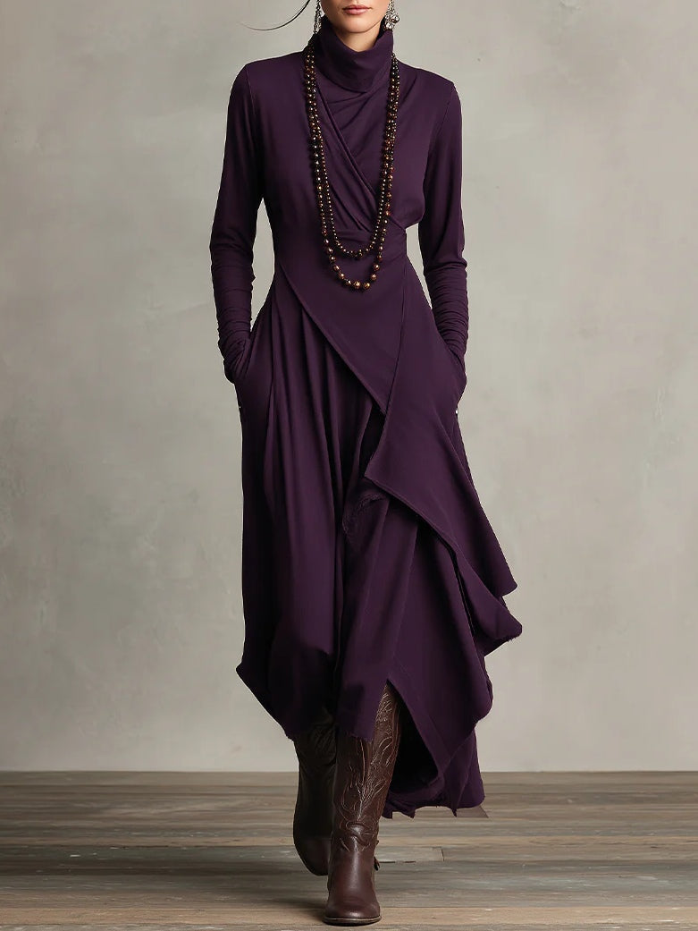 Arielle - Vintage Asymmetrical Turtleneck Dress