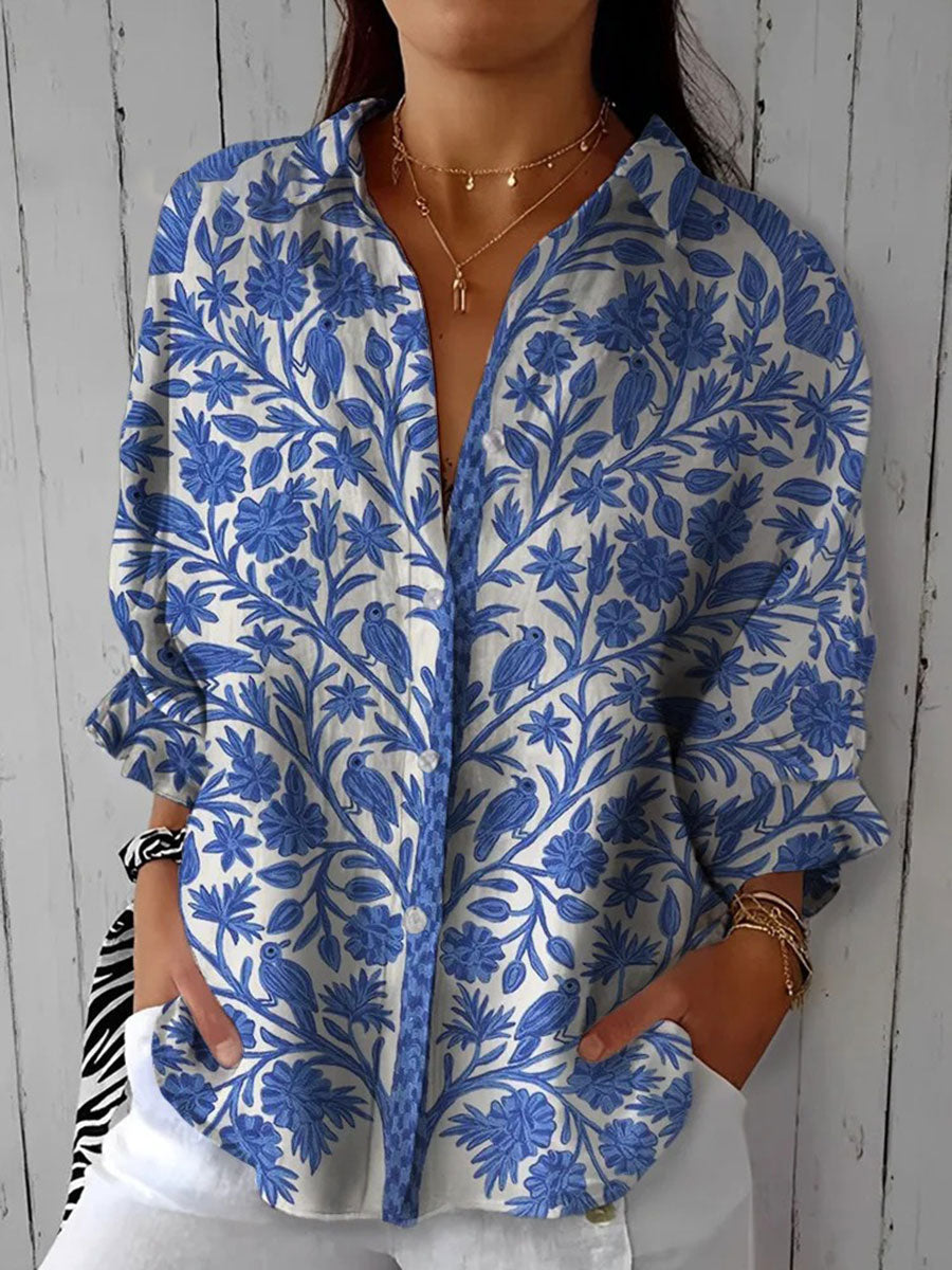 Everly - Blue Garden Blouse