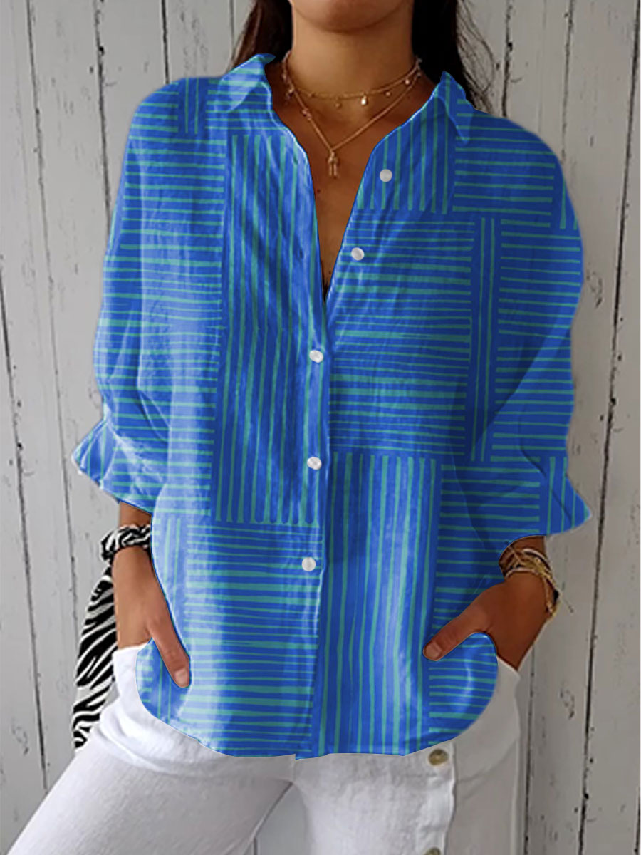 Erna - Azure Stripe Blouse