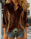 Celia - Leopard Print Lapel Collar Shirt