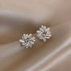 Gold Circle Earrings with Opal Petals